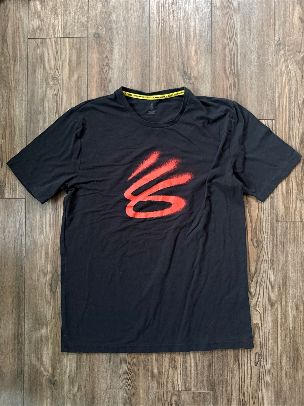 Under Armour Black Short-Sleeve Tee with Steph Curry Red Graphic